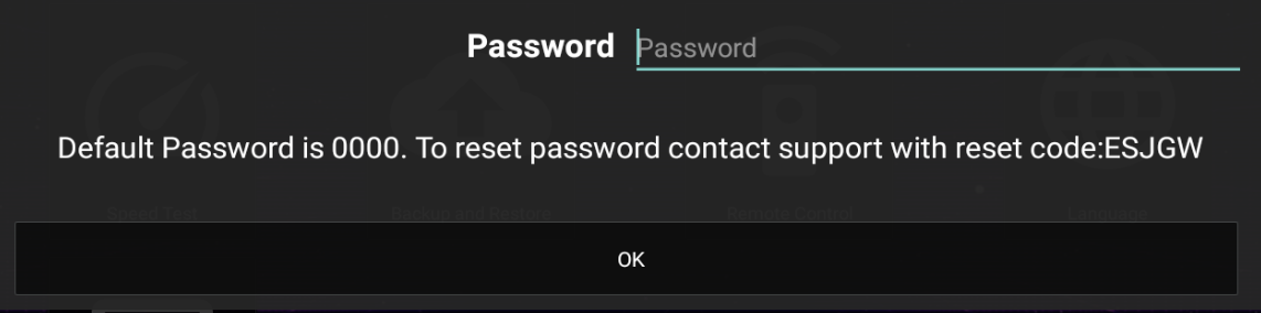 Default - there is no Password for Parental Controls. 